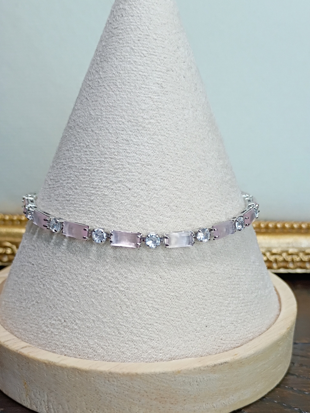 New Delicate Pink Stone Tennis Bracelet - Women's Jewelry